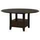 Tipa Round Dining Table with Drawer and Shelf, Dark Cocoa Wood 60 Inch