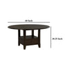 Tipa Round Dining Table with Drawer and Shelf, Dark Cocoa Wood 60 Inch