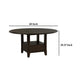 Tipa Round Dining Table with Drawer and Shelf, Dark Cocoa Wood 60 Inch