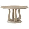 Eva Round Dining Table, Pedestal Base, White Washed Brown Wood 60 Inch