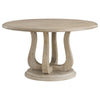 Eva Round Dining Table, Pedestal Base, White Washed Brown Wood 60 Inch