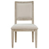 Eva Dining Side Chair Set of 2 Square Back White Wood Beige Fabric BM329128