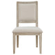 Eva Dining Side Chair Set of 2 Square Back White Wood Beige Fabric BM329128