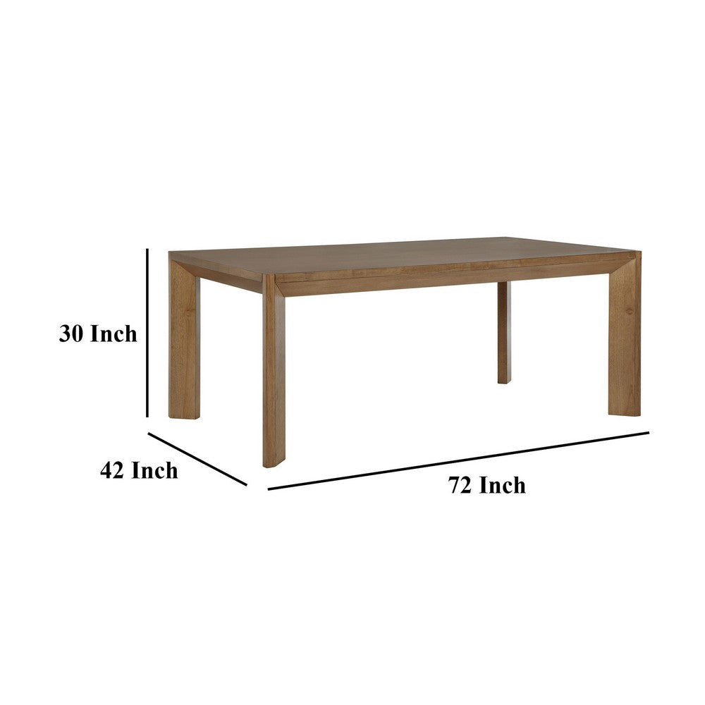 Rune Dining Table Minimalist Rectangular Brown Hardwood 72 Inch BM329129