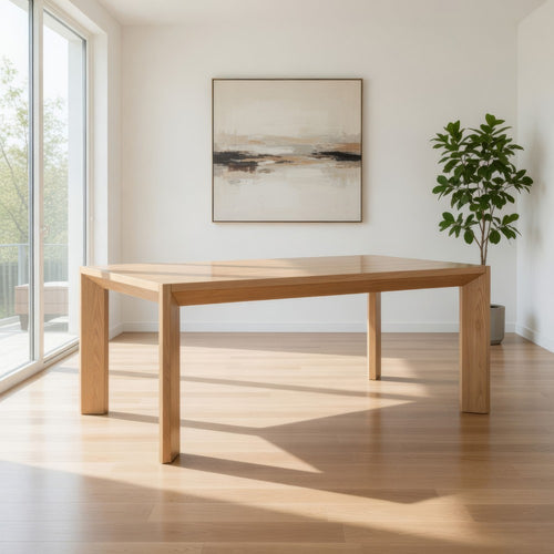 Rune Dining Table, Minimalist Rectangular Brown Hardwood 72 Inch