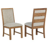 Rune Dining Side Chair Set of 2, Brown Asian Hardwood, Beige Fabric