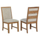 Rune Dining Side Chair Set of 2, Brown Asian Hardwood, Beige Fabric
