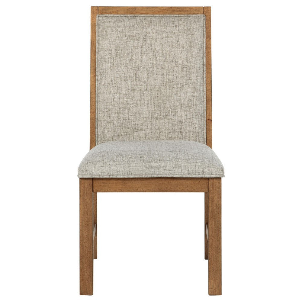 Rune Dining Side Chair Set of 2 Brown Asian Hardwood Beige Fabric BM329130