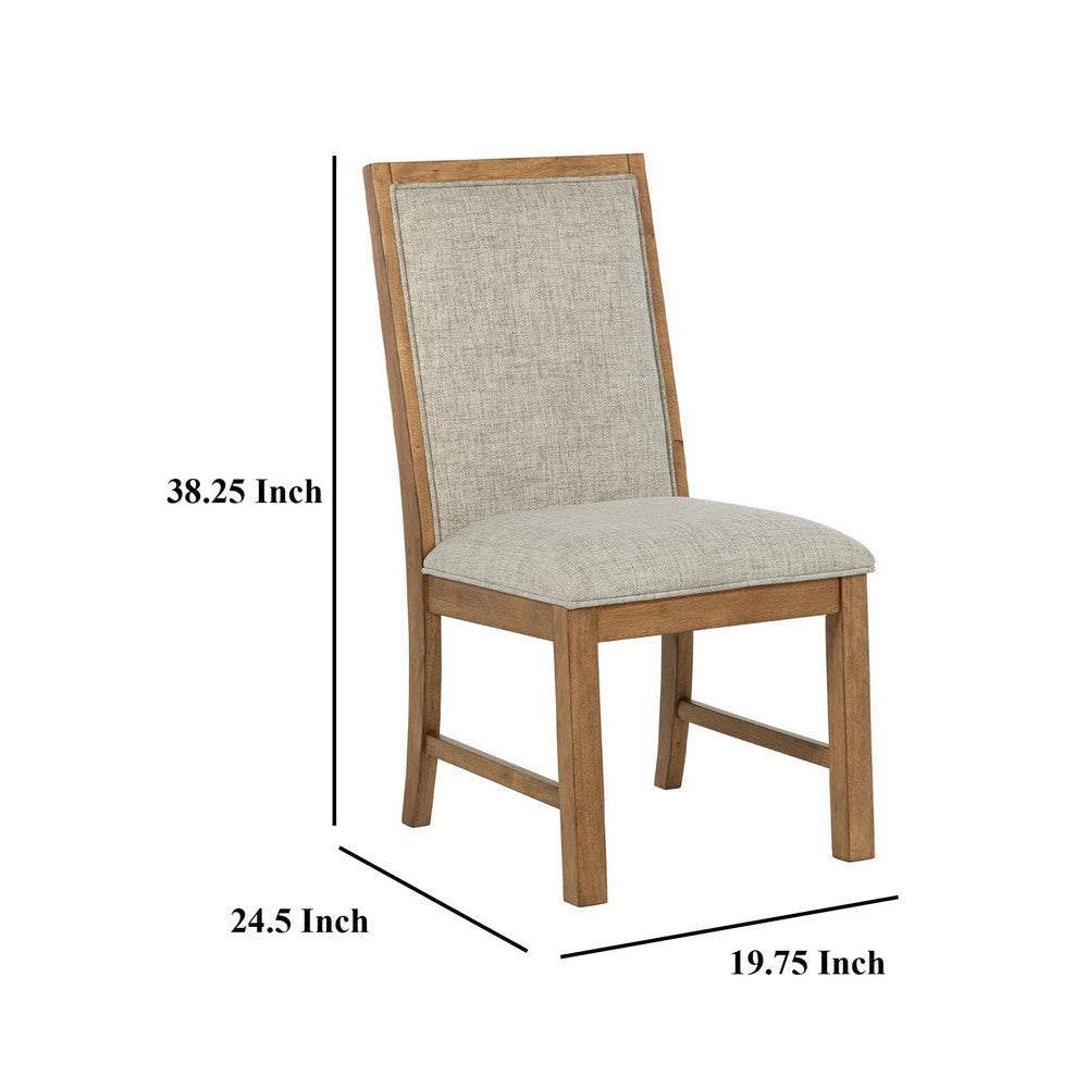 Rune Dining Side Chair Set of 2 Brown Asian Hardwood Beige Fabric BM329130
