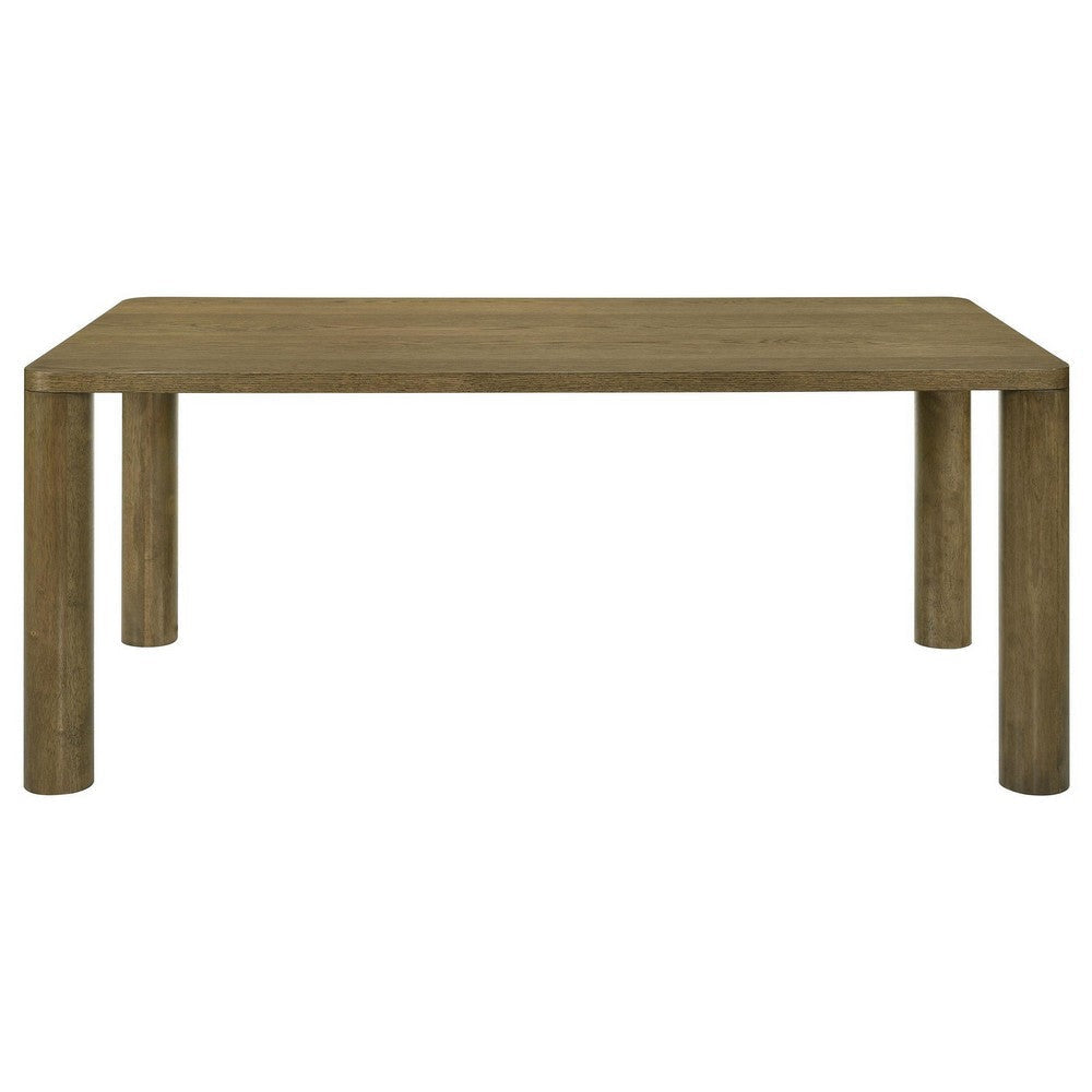 Givy Rectangular Dining Table with Round Post Legs Brown Wood 71 Inch BM329131
