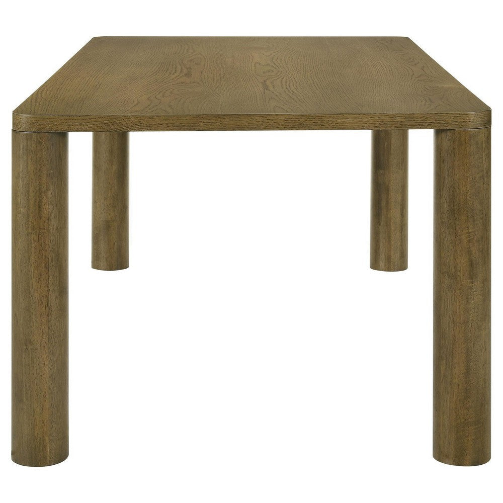 Givy Rectangular Dining Table with Round Post Legs Brown Wood 71 Inch BM329131