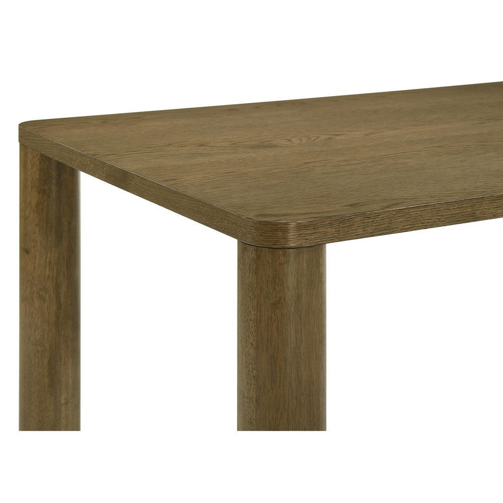 Givy Rectangular Dining Table with Round Post Legs Brown Wood 71 Inch BM329131