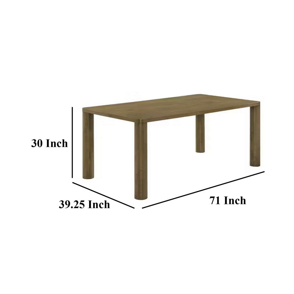 Givy Rectangular Dining Table with Round Post Legs Brown Wood 71 Inch BM329131