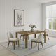 Givy Rectangular Dining Table with Round Post Legs, Brown Wood 71 Inch