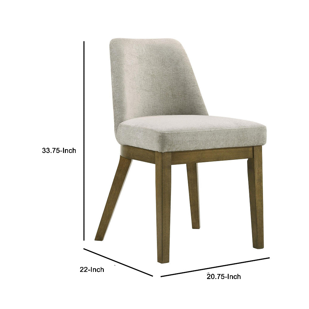Givy Dining Armless Chair Set of 2, Tapered Legs, Oak Brown Wood, Tan