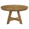 Danie Round Dining Table with Starburst Wedge Top Brown Wood 54 Inch BM329134