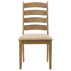 Danie Dining Side Chair Set of 2 Ladderback Brown Wood Beige Fabric BM329135