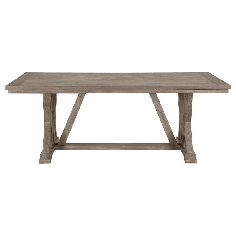 Elia Dining Table with Trestle Base Rectangular Gray Acacia 82 Inch BM329136