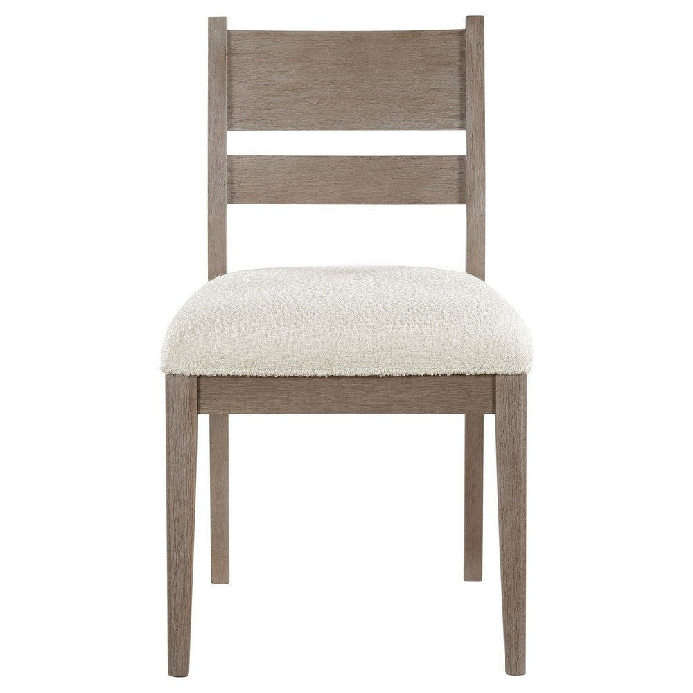 Elia Dining Side Chair Set of 2 Ladderback Gray Wood Cream Fabric BM329137