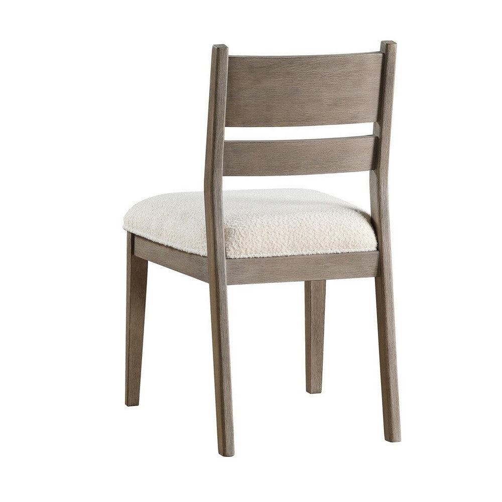 Elia Dining Side Chair Set of 2 Ladderback Gray Wood Cream Fabric BM329137