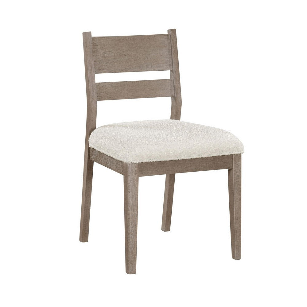 Elia Dining Side Chair Set of 2 Ladderback Gray Wood Cream Fabric BM329137