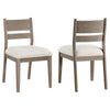 Elia Dining Side Chair Set of 2, Ladderback, Gray Wood, Cream Fabric