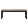 Brad Dining Bench Turned Legs Charcoal Gray Wood Brown 54 Inch BM329140