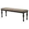 Brad Dining Bench Turned Legs Charcoal Gray Wood Brown 54 Inch BM329140