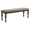 Brad Dining Bench, Turned Legs, Charcoal Gray Wood, Brown, 54 Inch