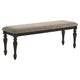 Brad Dining Bench, Turned Legs, Charcoal Gray Wood, Brown, 54 Inch