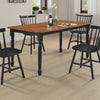 Halie Dining Table, Black Turned Legs, Rectangular Brown Wood, 63 Inch