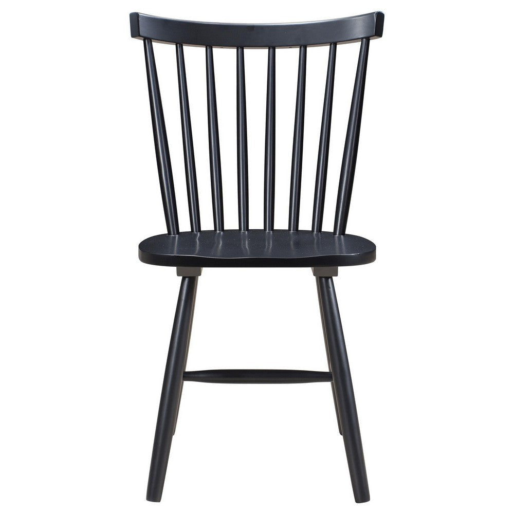 Halie Dining Side Chair Set of 2 Spindle Back Black Asian Hardwood BM329142