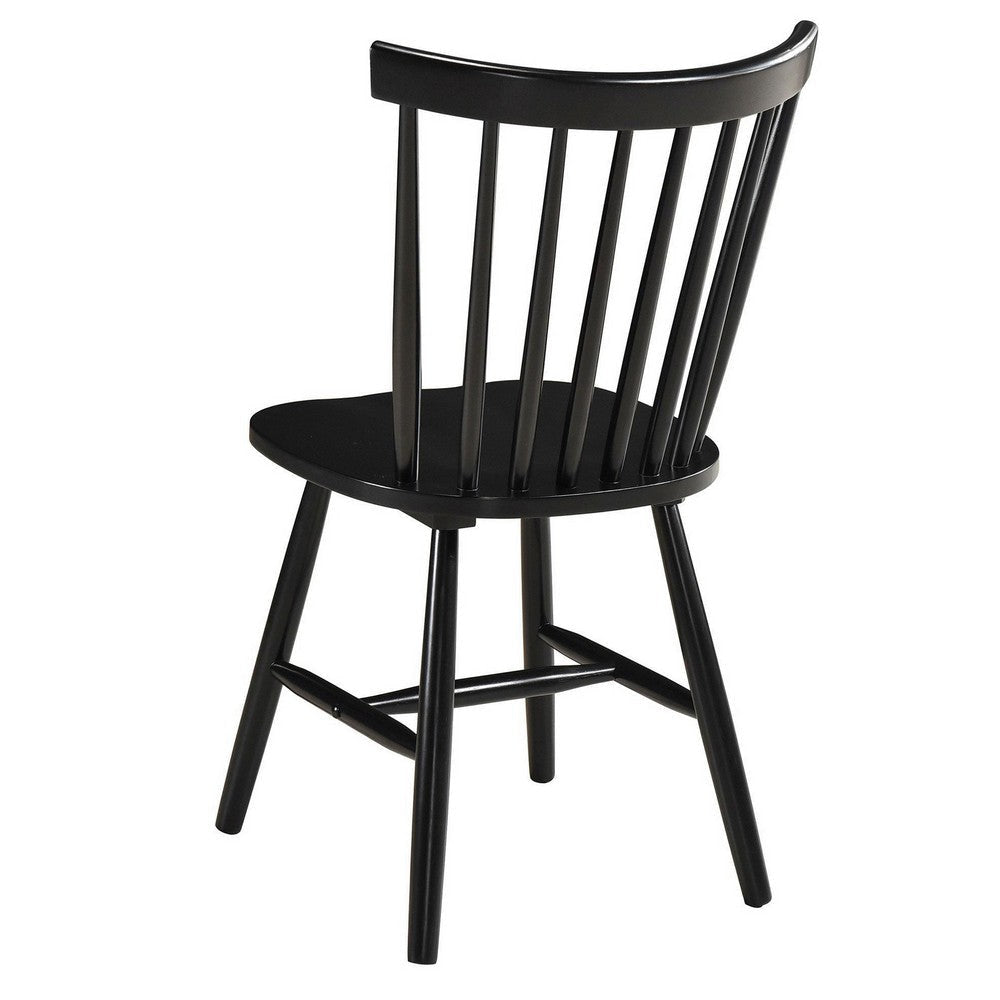 Halie Dining Side Chair Set of 2 Spindle Back Black Asian Hardwood BM329142