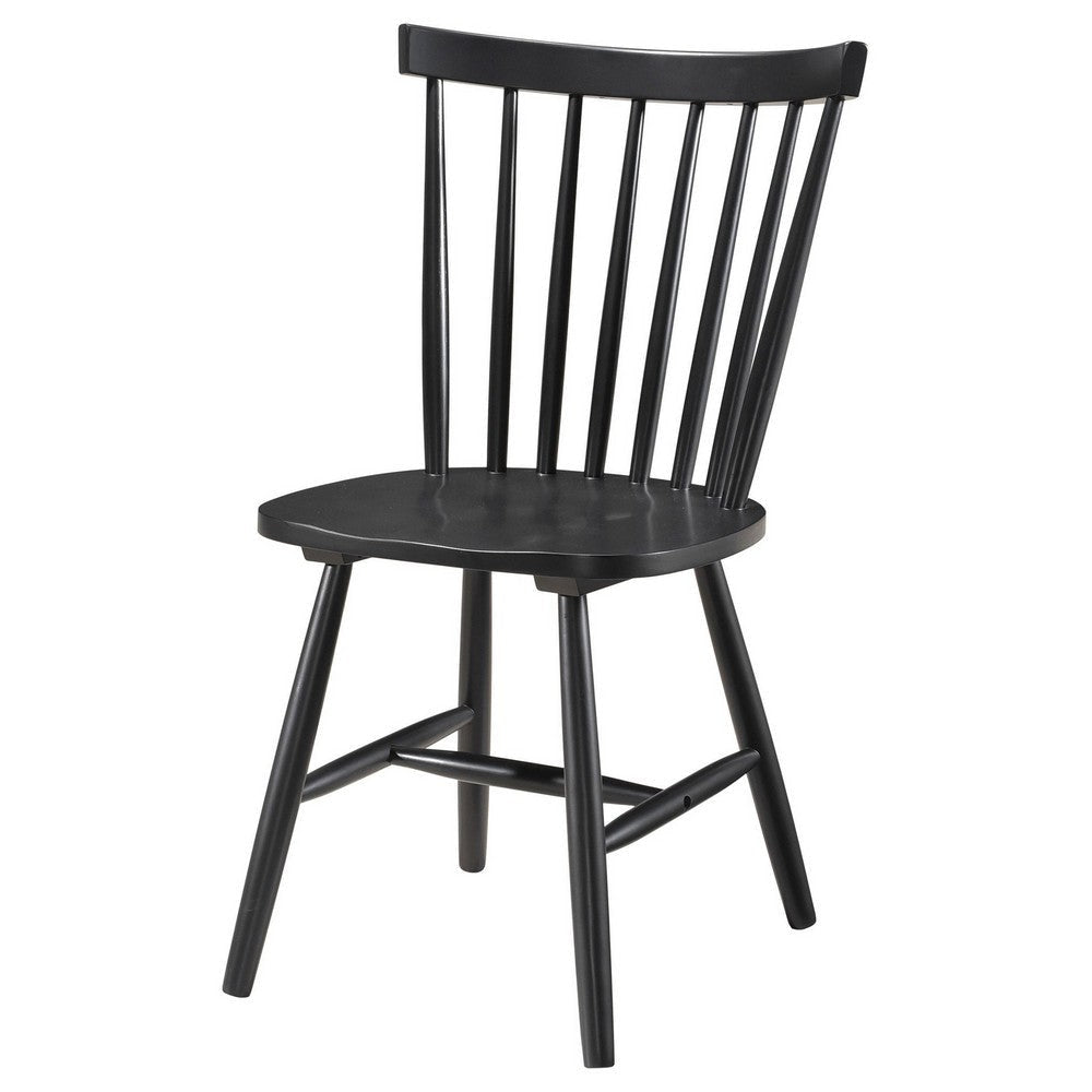 Halie Dining Side Chair Set of 2 Spindle Back Black Asian Hardwood BM329142