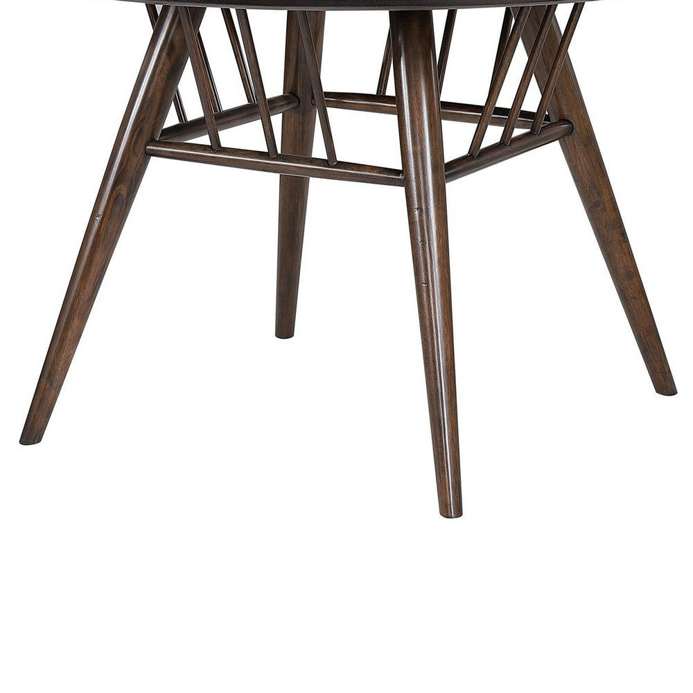 Eve Dining Table Flared Legs Dark Walnut Wood Round 53 Inch Top BM329146