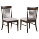 Eve Dining Side Chair Set of 2, Dark Walnut Brown Wood, Wheat Beige