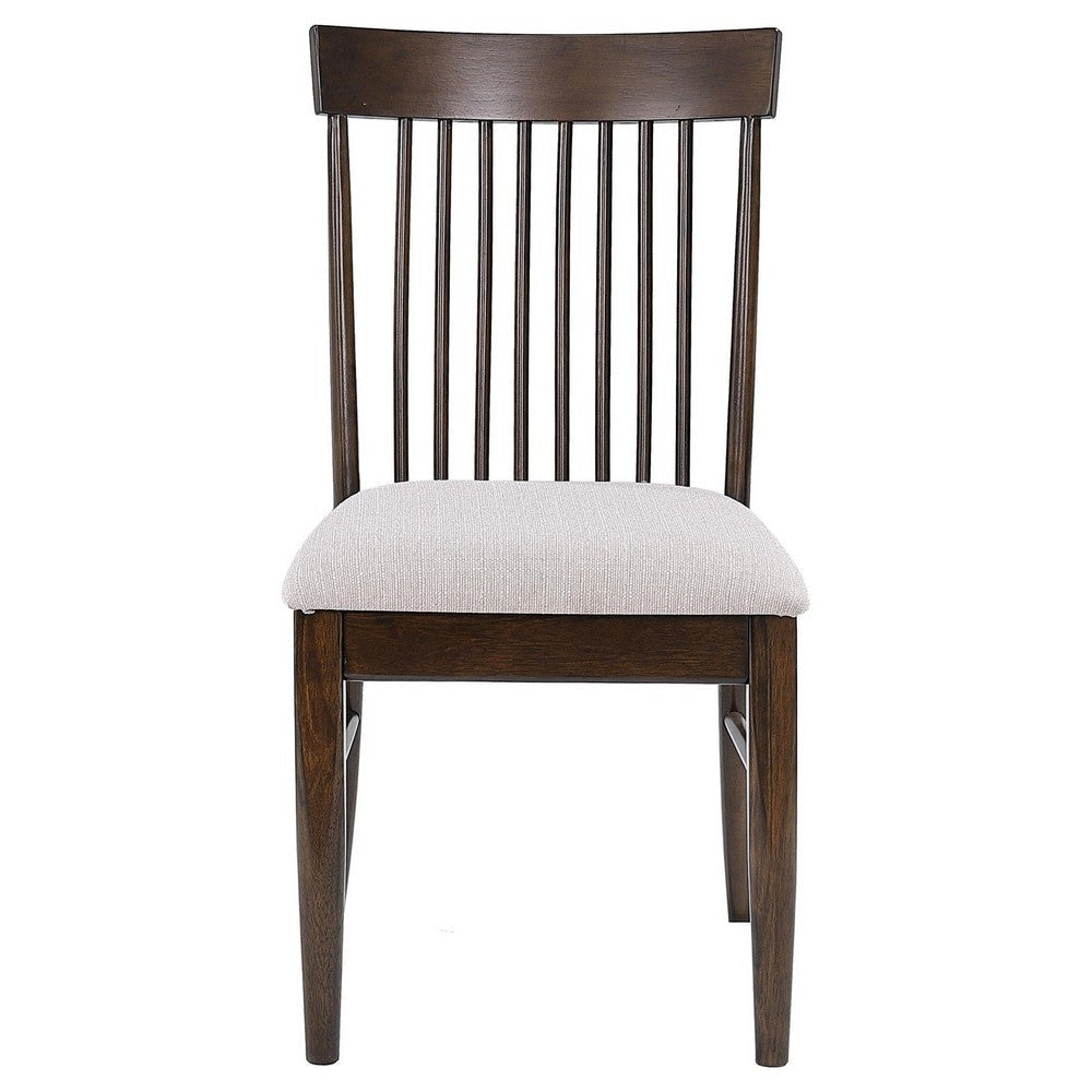 Eve Dining Side Chair Set of 2 Dark Walnut Brown Wood Wheat Beige BM329147