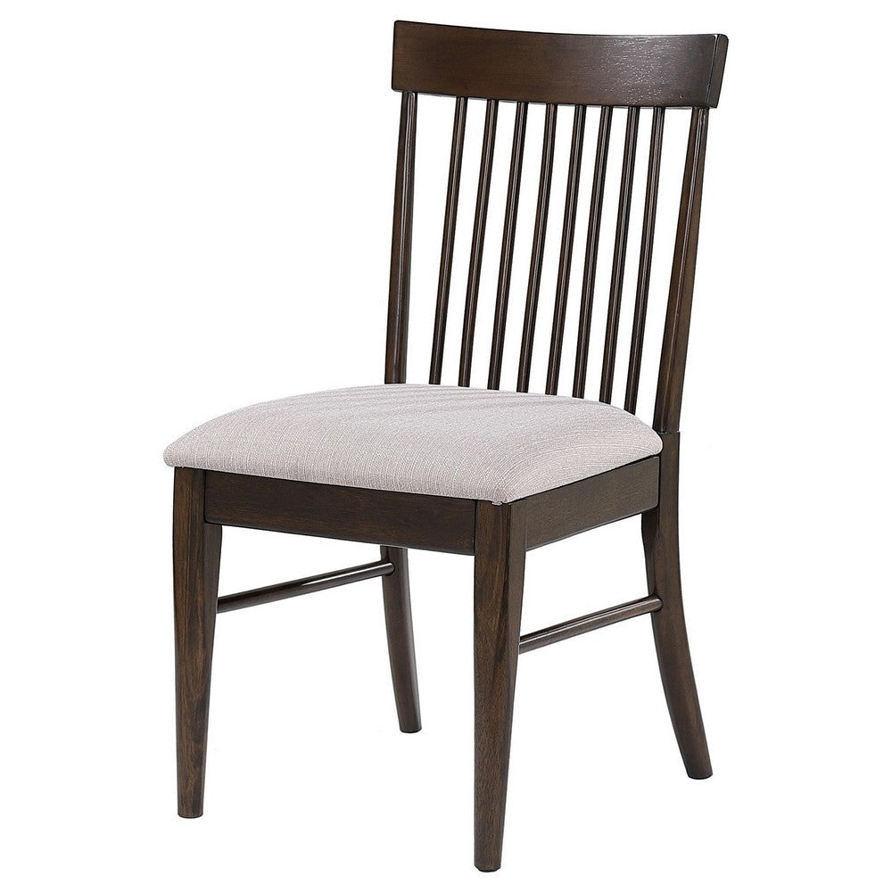Eve Dining Side Chair Set of 2 Dark Walnut Brown Wood Wheat Beige BM329147