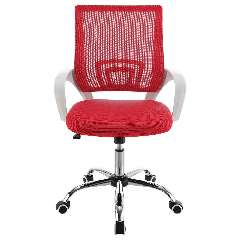 Fera Rolling Office Chair Adjustable Chrome Base Red Mesh Fabric BM329151
