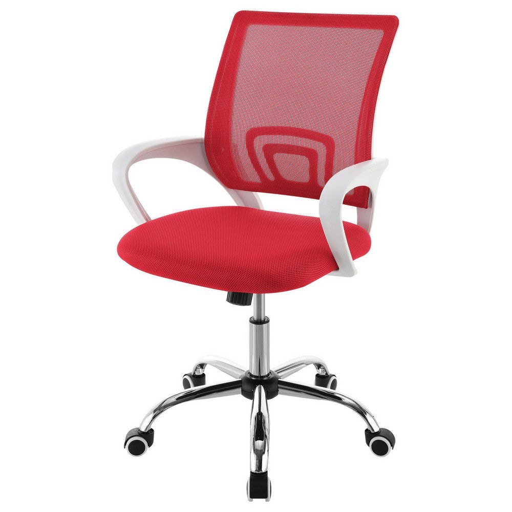 Fera Rolling Office Chair Adjustable Chrome Base Red Mesh Fabric BM329151