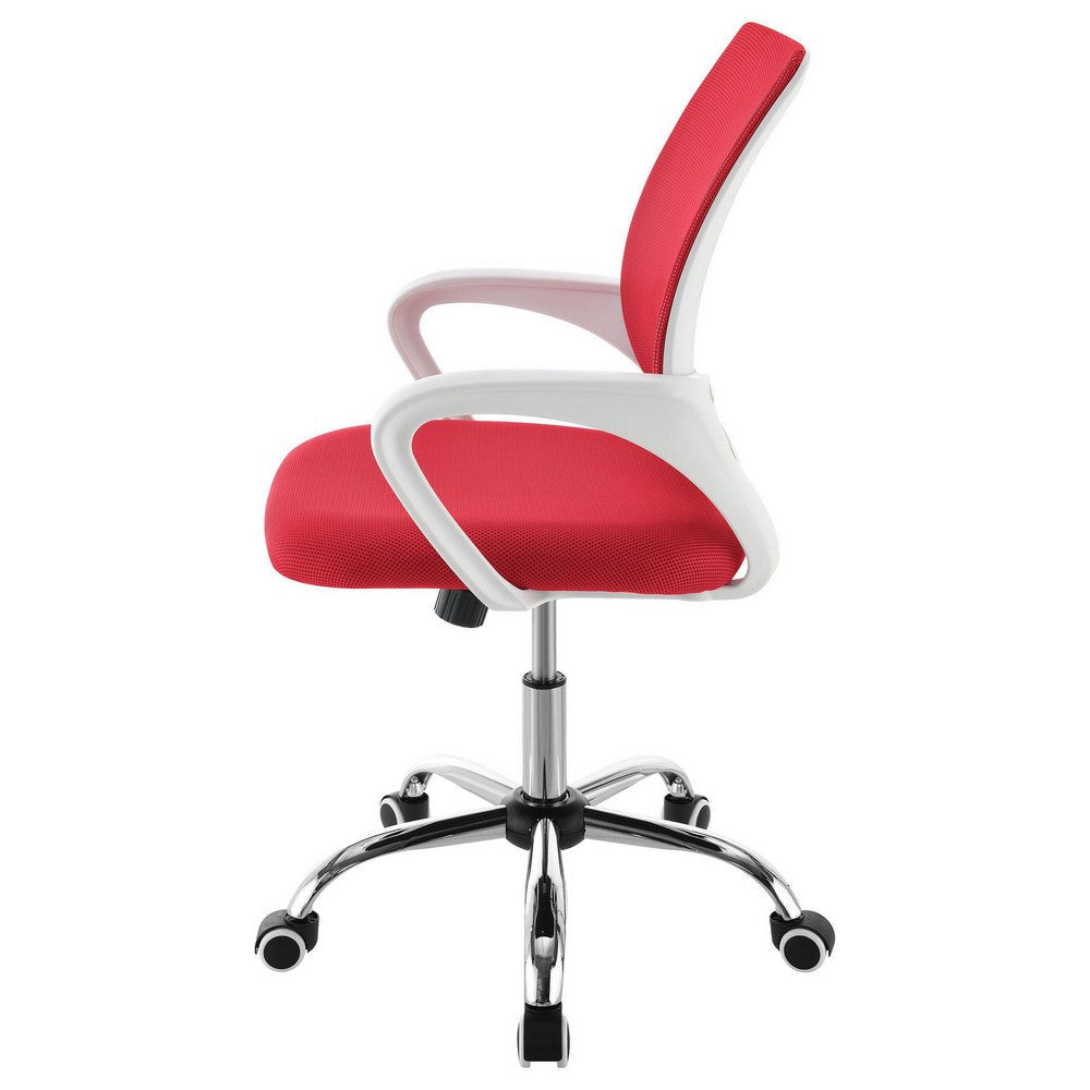 Fera Rolling Office Chair Adjustable Chrome Base Red Mesh Fabric BM329151