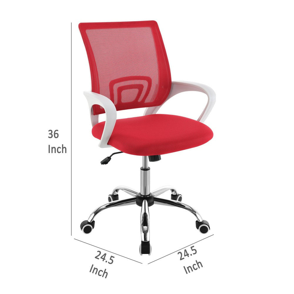 Fera Rolling Office Chair Adjustable Chrome Base Red Mesh Fabric BM329151