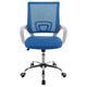 Fera Rolling Office Chair Adjustable Chrome Base Blue Mesh Fabric