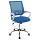 Fera Rolling Office Chair, Adjustable Chrome Base, Blue Mesh Fabric