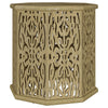 Ores Accent Side Table with Intricate Carvings Brown Mango Wood BM329154