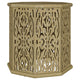 Ores Accent Side Table with Intricate Carvings Brown Mango Wood BM329154