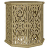 Ores Accent Side Table with Intricate Carvings, Brown Mango Wood