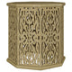 Ores Accent Side Table with Intricate Carvings, Brown Mango Wood