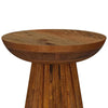 Ureo Round Accent Side Table Cone Pedestal Base Brown Mango Wood BM329155