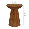 Ureo Round Accent Side Table Cone Pedestal Base Brown Mango Wood BM329155